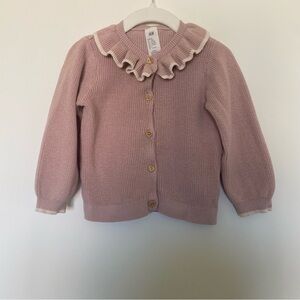 H&M Baby Pink Ruffle Collar Cardigan